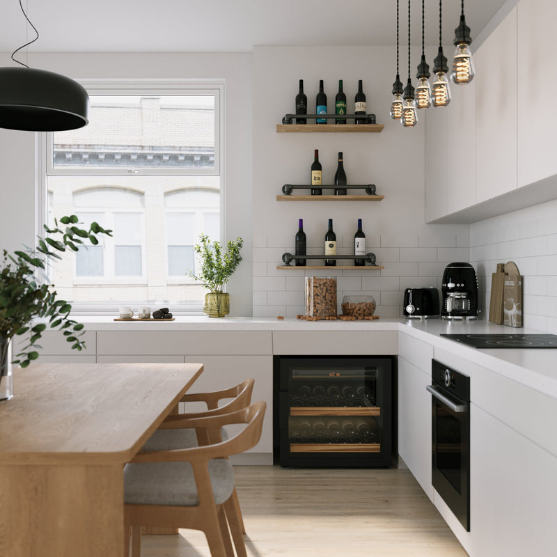 Vegg -montert vinstativ med eik tre 80cm