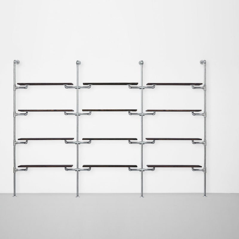 Walk -in 3 Row garderobesystem - (4 hyller / 4 hyller / 4 hyller)